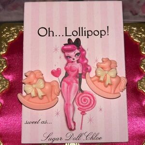 Oh lollipop sugar doll rocking horse Lolita doll earrings Baby girl pastel goth